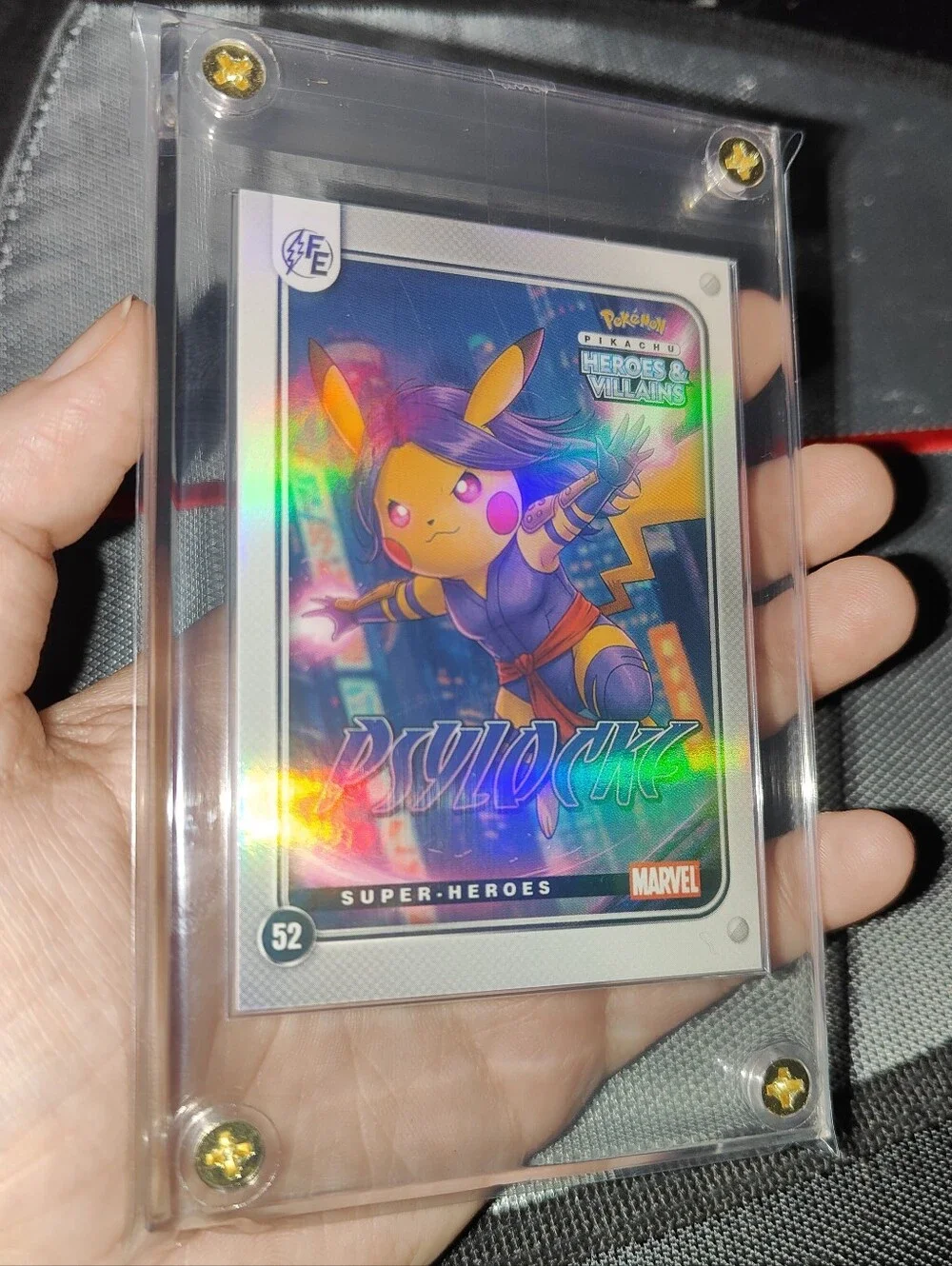 Psylocke Pikachu X-Men holo encased Heroes & Villians Marvel card Doujin Disney